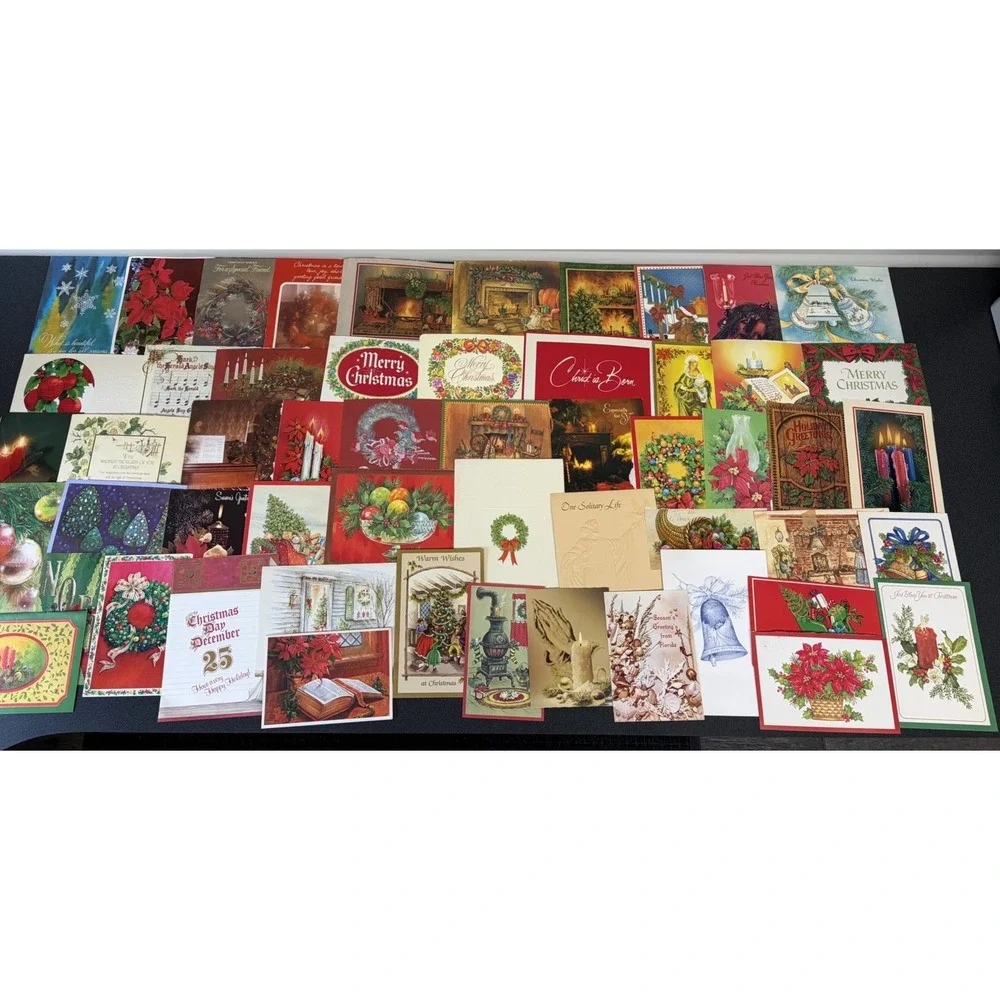 Vintage Christmas Cards Fronts ONLY Traditional Scrapbooking Decoupage Lot 50+